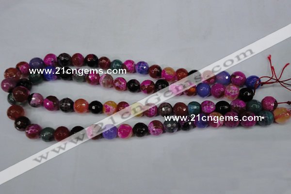 CAG5193 15 inches 10mm faceted round fire crackle agate beads