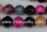 CAG5194 15 inches 12mm faceted round fire crackle agate beads