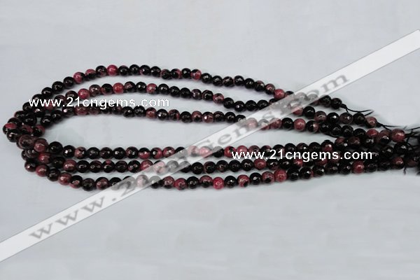 CAG5197 15 inches 6mm faceted round fire crackle agate beads