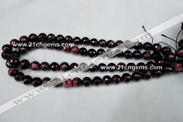 CAG5199 15 inches 10mm faceted round fire crackle agate beads