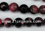 CAG5200 15 inches 12mm faceted round fire crackle agate beads