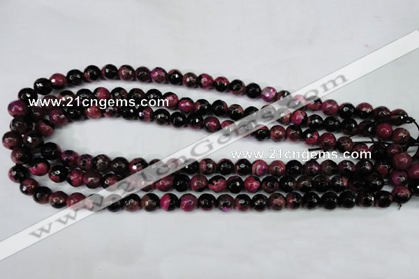 CAG5204 15 inches 8mm faceted round fire crackle agate beads