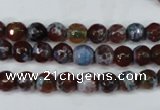 CAG5206 15 inches 6mm faceted round fire crackle agate beads