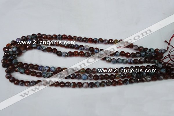 CAG5206 15 inches 6mm faceted round fire crackle agate beads