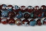 CAG5207 15 inches 8mm faceted round fire crackle agate beads