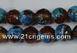 CAG5208 15 inches 10mm faceted round fire crackle agate beads