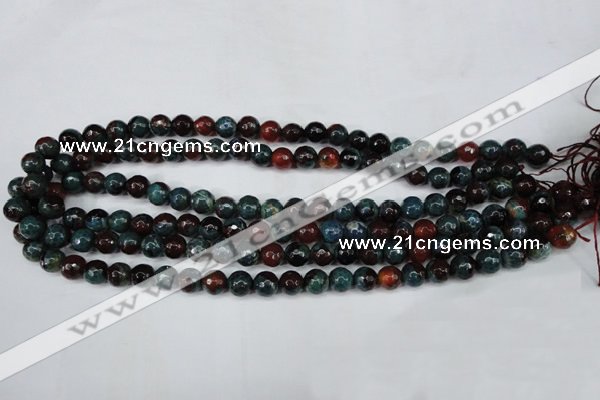 CAG5211 15 inches 8mm faceted round fire crackle agate beads