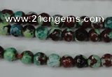 CAG5214 15 inches 6mm faceted round fire crackle agate beads