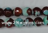 CAG5215 15 inches 10mm faceted round fire crackle agate beads