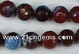 CAG5218 15 inches 12mm faceted round fire crackle agate beads