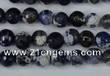 CAG5222 15 inches 8mm faceted round fire crackle agate beads