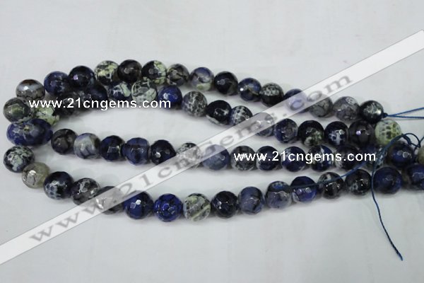 CAG5224 15 inches 12mm faceted round fire crackle agate beads