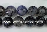 CAG5229 15 inches 12mm faceted round fire crackle agate beads