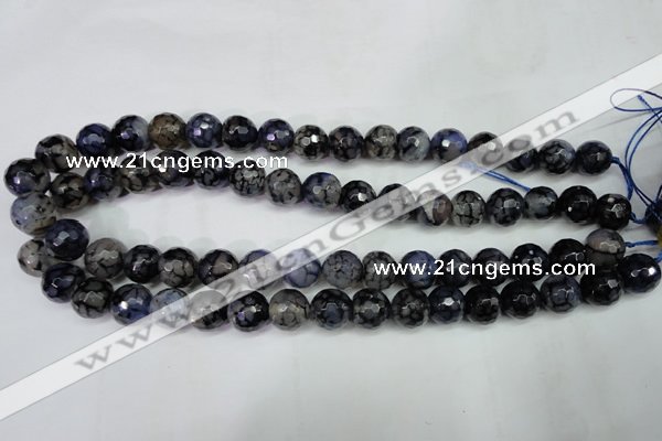 CAG5229 15 inches 12mm faceted round fire crackle agate beads