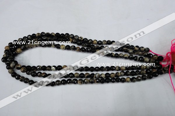 CAG5231 15 inches 6mm faceted round fire crackle agate beads