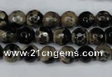 CAG5232 15 inches 10mm faceted round fire crackle agate beads