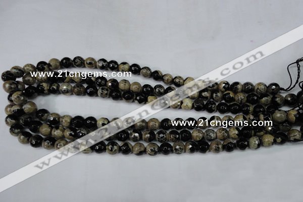 CAG5232 15 inches 10mm faceted round fire crackle agate beads