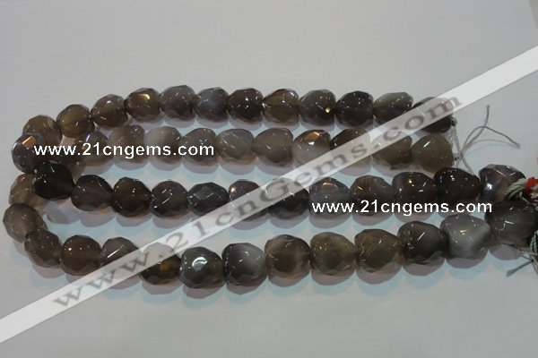 CAG5268 15.5 inches 16*16mm faceted heart Brazilian grey agate beads