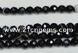 CAG5271 15.5 inches 4mm faceted round black line agate beads
