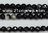 CAG5272 15.5 inches 6mm faceted round black line agate beads