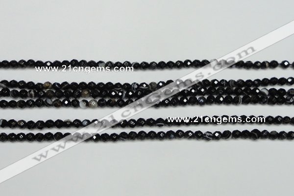 CAG5272 15.5 inches 6mm faceted round black line agate beads