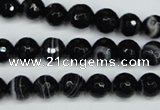 CAG5273 15.5 inches 8mm faceted round black line agate beads