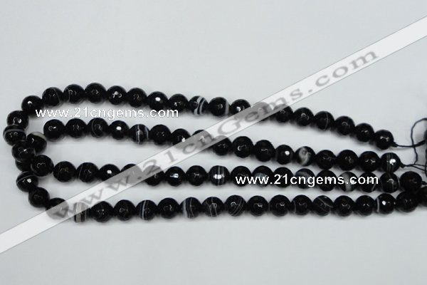 CAG5273 15.5 inches 8mm faceted round black line agate beads