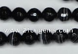 CAG5274 15.5 inches 10mm faceted round black line agate beads