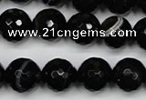 CAG5275 15.5 inches 12mm faceted round black line agate beads