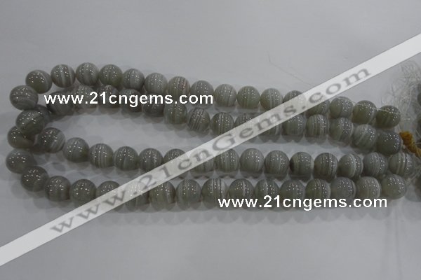 CAG5323 15.5 inches 12mm round grey line agate beads wholesale