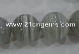 CAG5327 15.5 inches 20mm round grey line agate beads wholesale