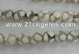 CAG5333 15.5 inches 8mm faceted round tibetan agate beads wholesale