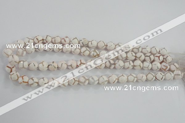 CAG5334 15.5 inches 10mm faceted round tibetan agate beads wholesale