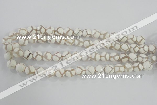 CAG5335 15.5 inches 12mm faceted round tibetan agate beads wholesale