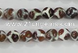 CAG5338 15.5 inches 8mm faceted round tibetan agate beads wholesale