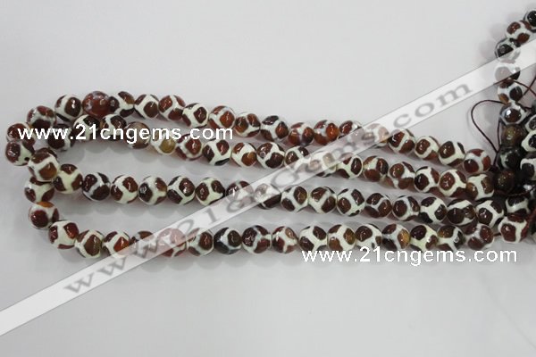 CAG5339 15.5 inches 10mm faceted round tibetan agate beads wholesale