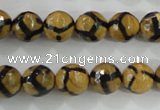 CAG5344 15.5 inches 10mm faceted round tibetan agate beads wholesale