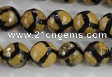 CAG5345 15.5 inches 12mm faceted round tibetan agate beads wholesale