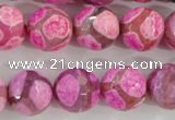 CAG5351 15.5 inches 14mm faceted round tibetan agate beads wholesale