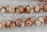 CAG5358 15.5 inches 10mm faceted round tibetan agate beads wholesale