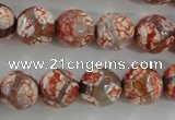 CAG5359 15.5 inches 12mm faceted round tibetan agate beads wholesale