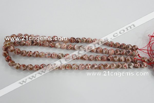 CAG5361 15.5 inches 8mm faceted round tibetan agate beads wholesale