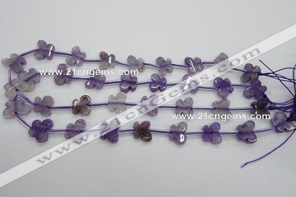 CAG5371 15.5 inches 13*15mm carved butterfly dragon veins agate beads