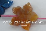 CAG5386 15.5 inches 32mm carved flower dragon veins agate beads