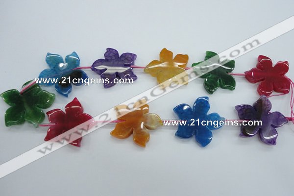 CAG5388 15.5 inches 36mm carved flower dragon veins agate beads