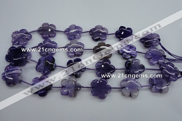 CAG5392 15.5 inches 24mm carved flower dragon veins agate beads