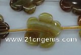 CAG5393 15.5 inches 24mm carved flower dragon veins agate beads