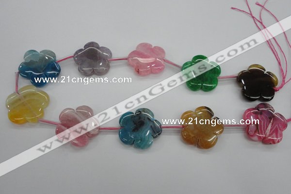 CAG5402 15.5 inches 30mm carved flower dragon veins agate beads