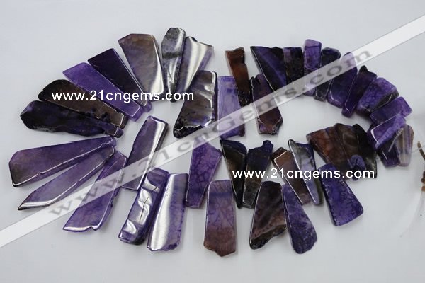 CAG5453 15.5 inches 12*28mm - 22*60mm freeform agate gemstone beads