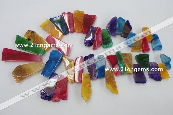 CAG5457 15.5 inches 12*25mm - 15*62mm freeform agate gemstone beads